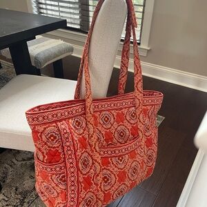 Vera Bradley orange and yellow with teal Patterned Tote Bag